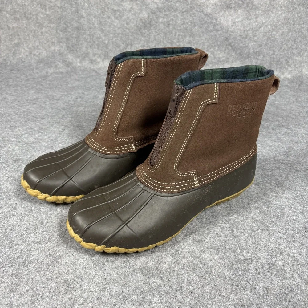 RedHead ASC II Duck Boots 9 Brown Front Zip Thinsulate Waterproof Leather